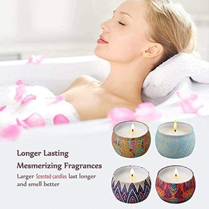 Yinuo Mirror Scented Candles Gift Set, Natural Soy Wax 4.4 Oz Portable Travel Tin Candles Women Gift with Strongly Fragrance Essential Oils for Aromatherapy- 4 Pack