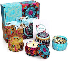 Yinuo Mirror Scented Candles Gift Set, Natural Soy Wax 4.4 Oz Portable Travel Tin Candles Women Gift with Strongly Fragrance Essential Oils for Aromatherapy- 4 Pack