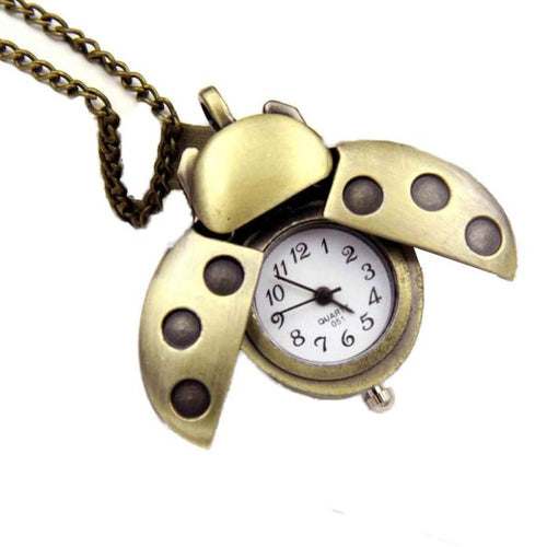 Fashion Vintage Retro Bronze Quartz Pocket Watch Pendant Chain Necklace