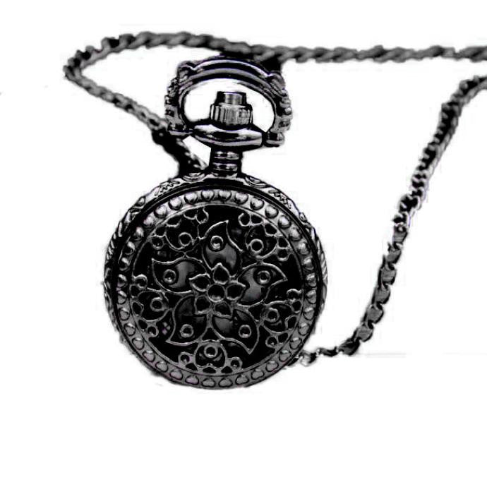 Fashion Vintage Retro Bronze Quartz Pocket Watch Pendant Chain Necklace