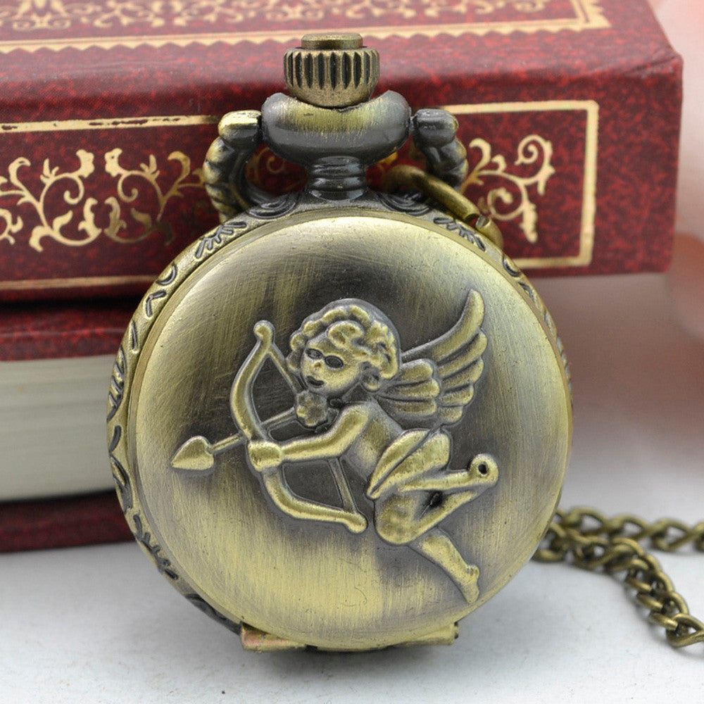 Vintage Steampunk Retro Bronze Design Pocket Watch Quartz Pendant Necklace Gift