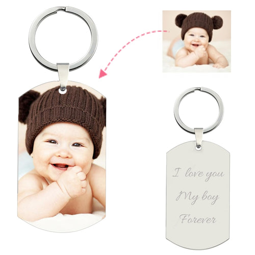 Custom Color Photo Keychain Personalized Picture Key Chain Titanium Steel Dog Tag Keychains Key Chains for Women Men Dad BBF